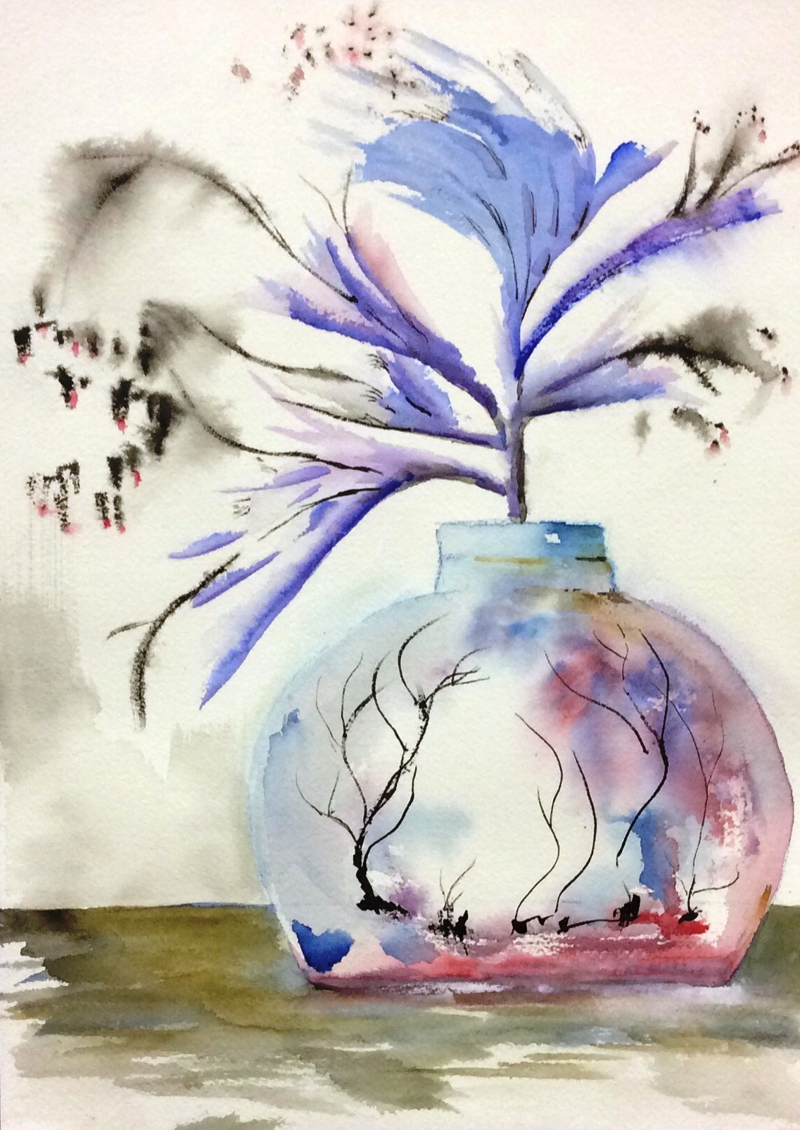 Pot de fleurs bleues